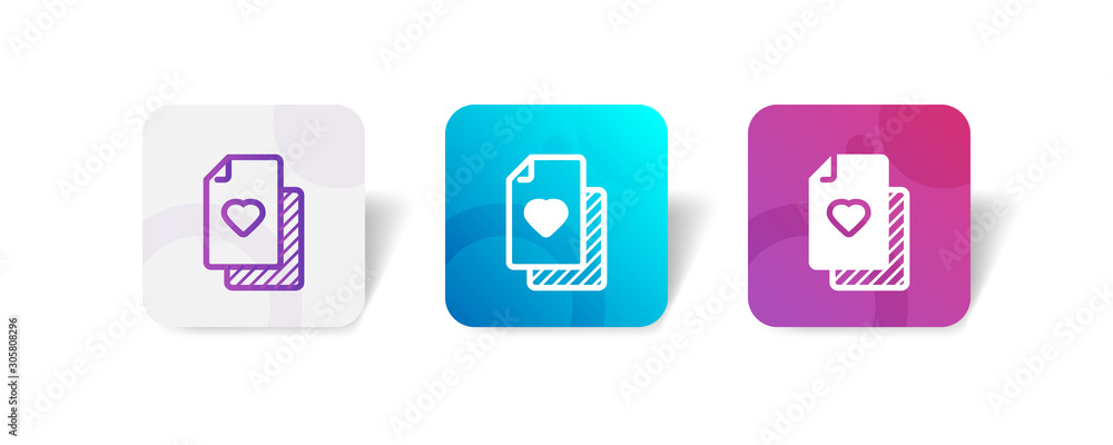 file with heart mark outline and solid icon in smooth gradient background button file with heart mark outline and solid icon in smooth gradient background button