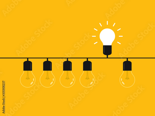 Think differently, standing out from the crowd -The graphic of light bulb represents business concept. New idea, change, trend, courage, creative solution, innovation and unique way concept. 