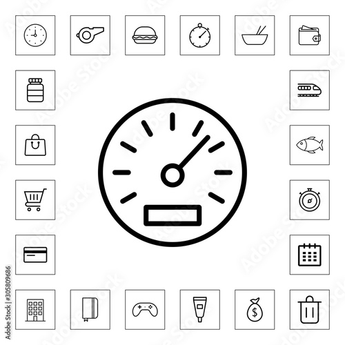 Speedometer outline icon for web and mobile