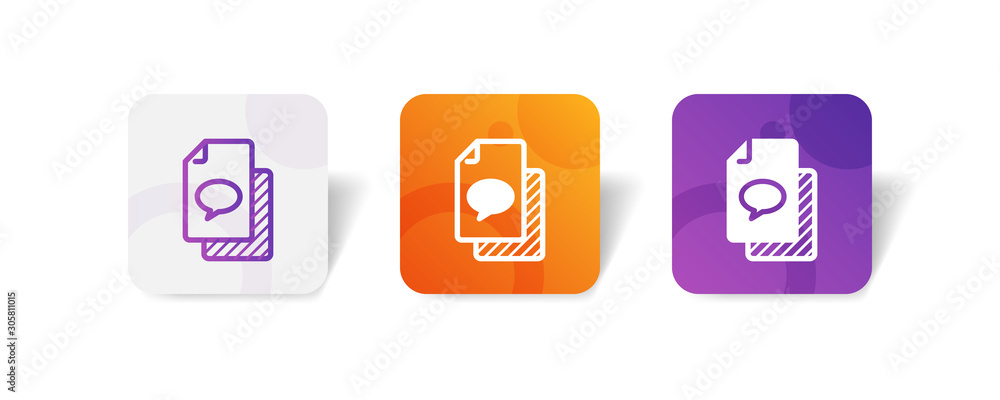 file with bubble message sign outline and solid icon in smooth gradient background button file with bubble message sign outline and solid icon in smooth gradient background button
