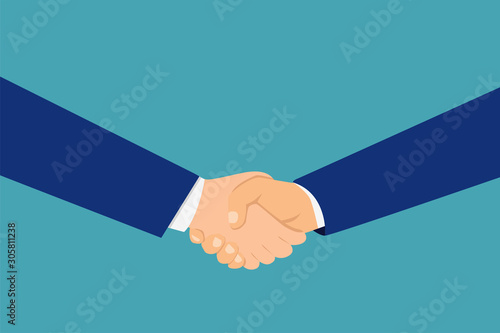 flat design of handshaking of business man. concept of business deal agreement in vector illustration