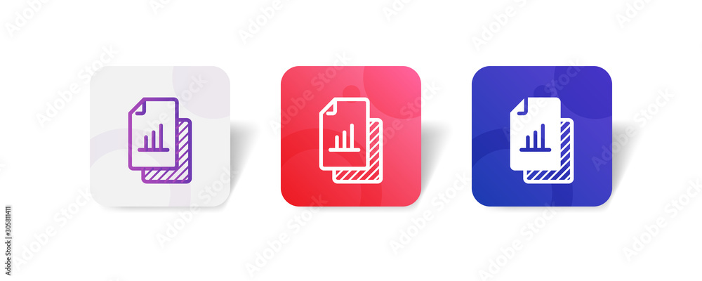 file with bar chart outline and solid icon in smooth gradient background button file with bar chart outline and solid icon in smooth gradient background button