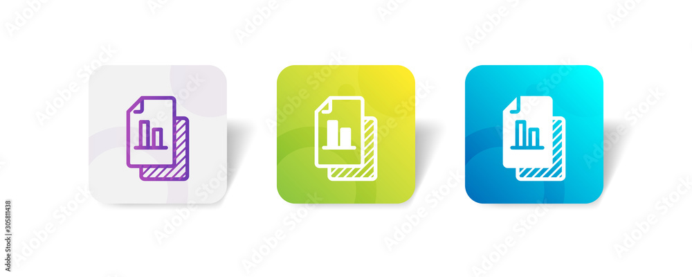 file with bar chart outline and solid icon in smooth gradient background button file with bar chart outline and solid icon in smooth gradient background button
