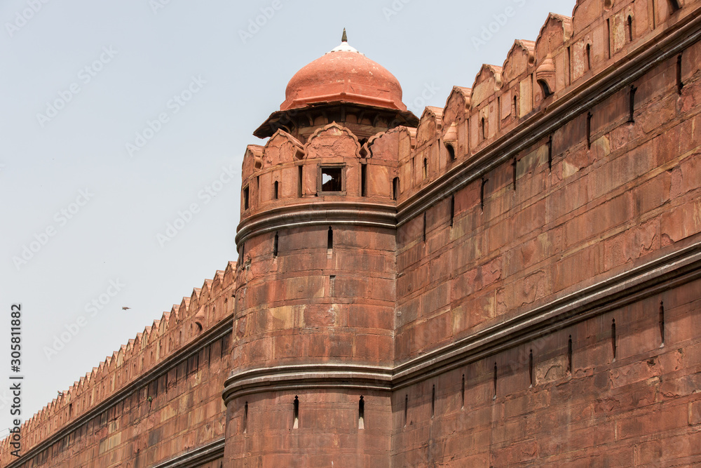 Wall of Red Fort in Delhi, India