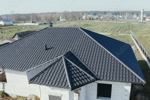 Wallpaper Mural Corrugated metal roof and metal roofing. Modern roof made of met Torontodigital.ca