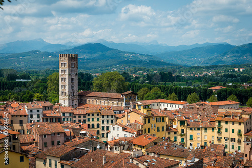 Vue de puis la Torre Guinigi à Lucca en Italie
