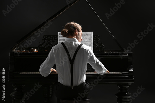 Canvas Print Man playing grand piano at the concert