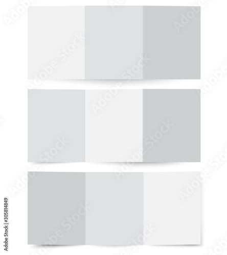 Folded brochure paper mockup, Cardboard Flyer template. Vector