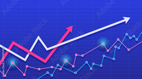 Abstract financial chart with the two arrows going up