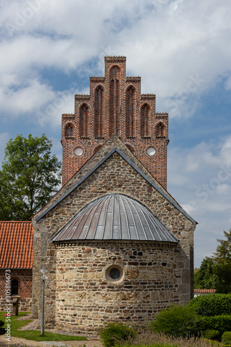 traditional danish church in Verlose town in Copanhagen region photo