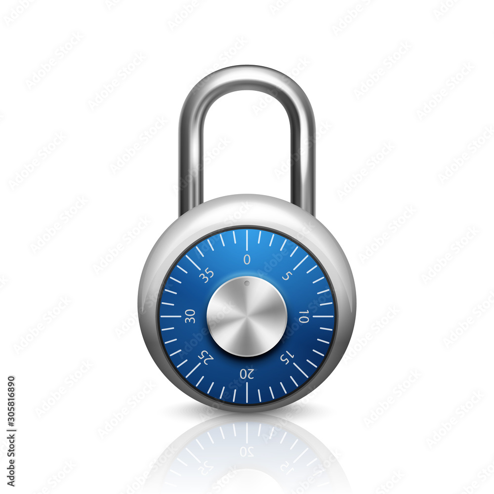 Vector 3d Realistic Closed Metal Steel Chrome Silver Padlock Icon Closeup Isolated on White Background. Design Template of Lock for Protection Privacy Concept, Web and Mobile Apps, Logo Vector 3d Realistic Closed Metal Steel Chrome Silver Padlock Icon Closeup Isolated on White Background. Design Template of Lock for Protection Privacy Concept, Web and Mobile Apps, Logo