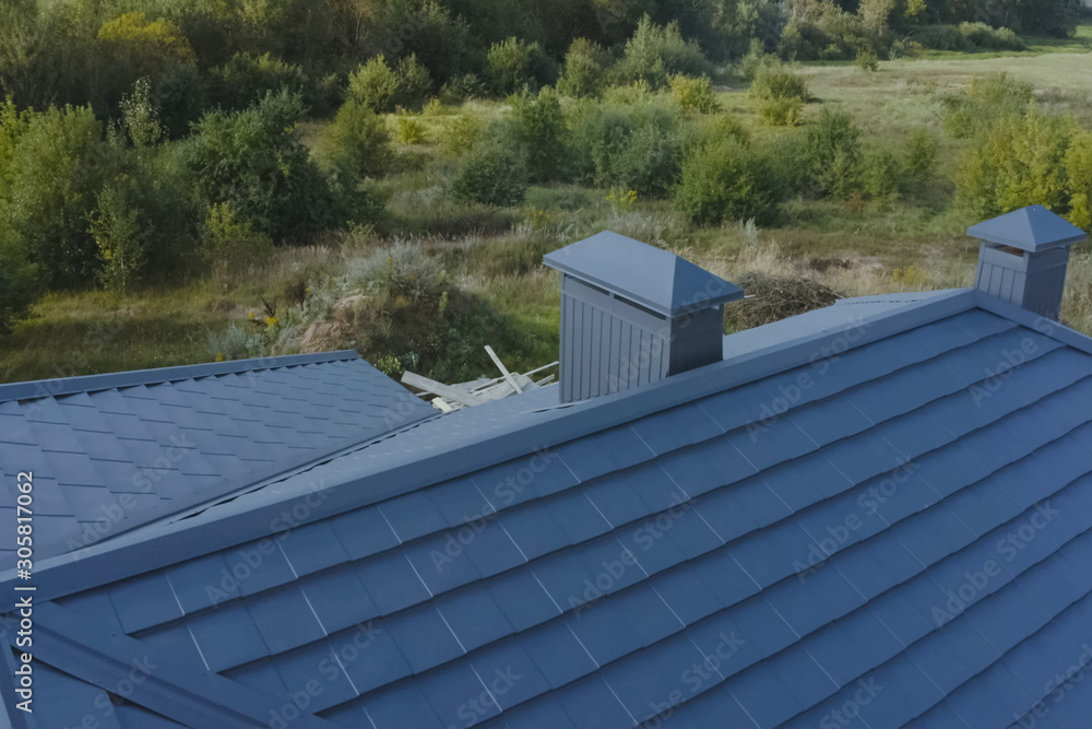 Corrugated metal roof and metal roofing. Modern roof made of met