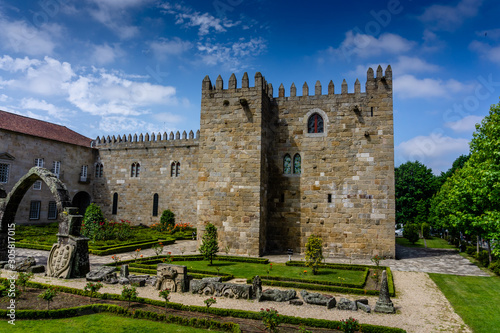 Gardens of Santa Barbara with castle of Braga, Portugal