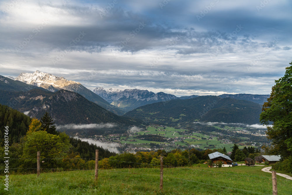 Stunning view of Watzmann peak and valley of Berchtesgaden land, Bavaria, Germany