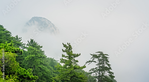 Misty landscape as seen from Huashan mountain in China