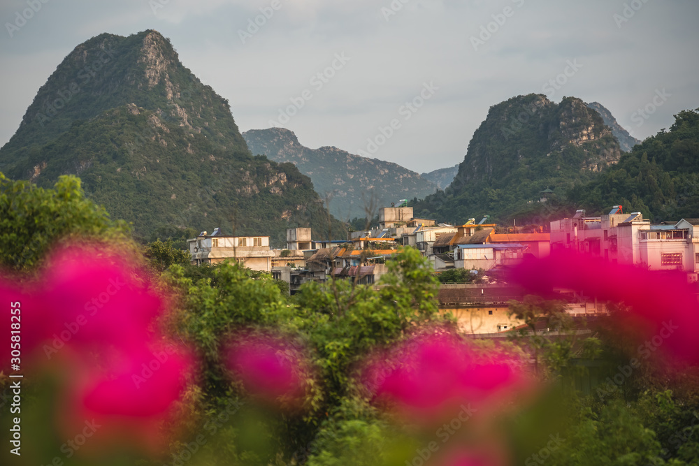 Fototapeta premium Summer landscape of Guilin town