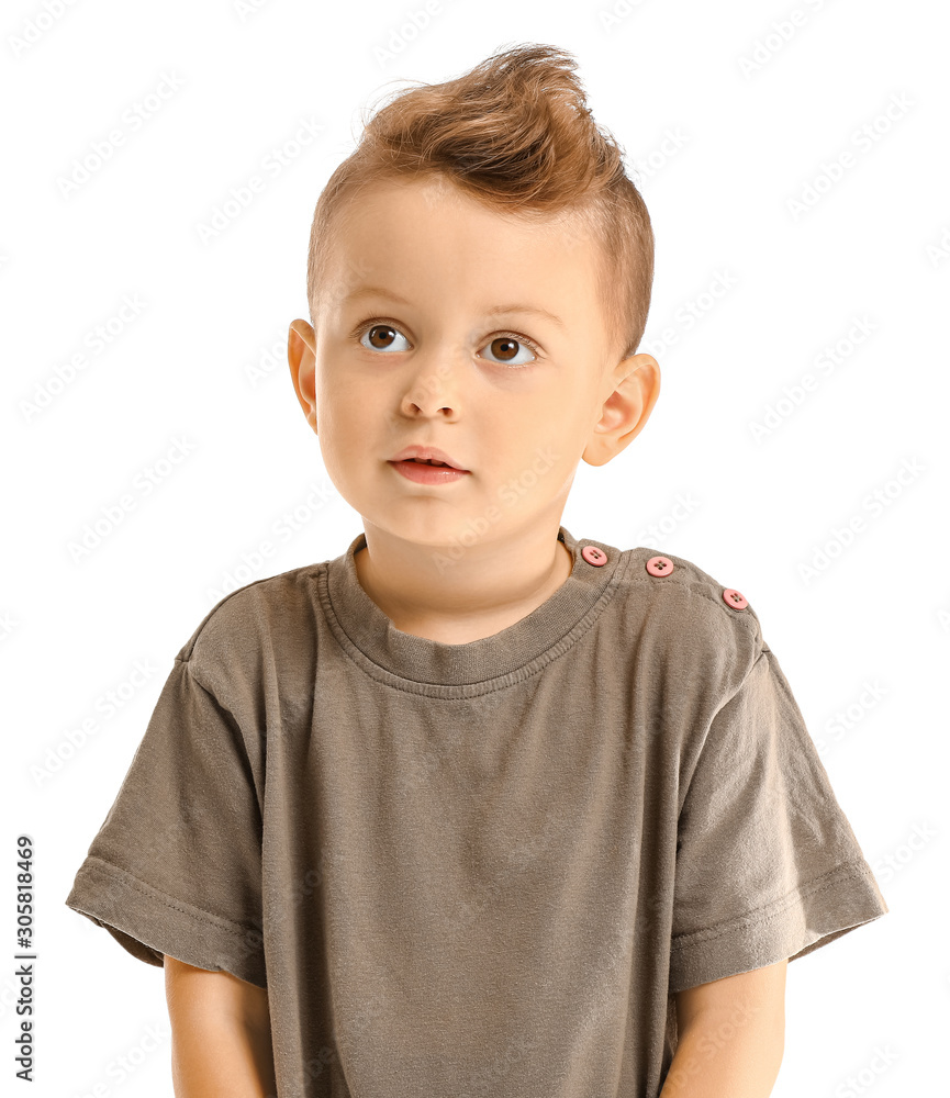 Portrait of cute little boy on white background Portrait of cute little boy on white background