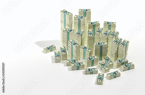 Stack of new 100 Dollar bills - 3D Rendering 