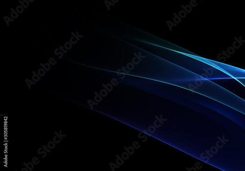 Abstract black background with blue dynamic lines for business cards or wallpaper