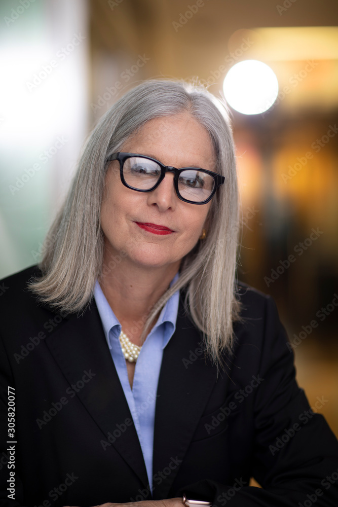Business Woman Late Aged Red Lipstick Gray Hair Business Woman Late Aged Red Lipstick Gray Hair