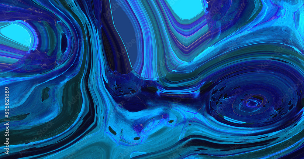 Vivid neon blue abstract liquid paint textured background with decorative spirals and swirls. Dark pattern for modern creative trendy design, marble texture style for illustrations Vivid neon blue abstract liquid paint textured background with decorative spirals and swirls. Dark pattern for modern creative trendy design, marble texture style for illustrations
