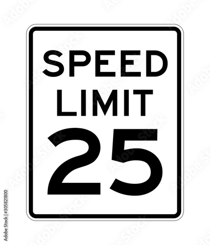 Speed limit 25 road sign in USA photo