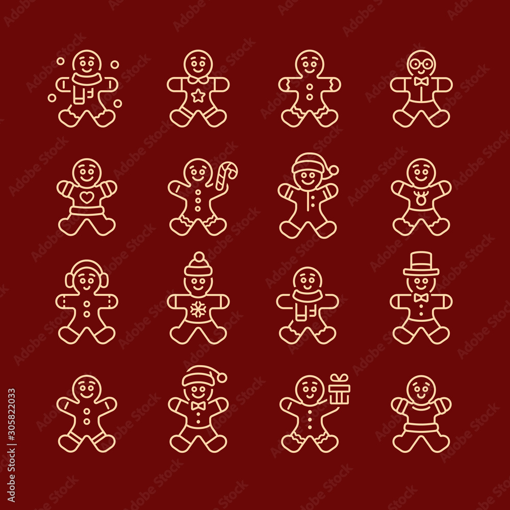 Gingerbread Man Vector Illustration Icon Set Gingerbread Man Vector Illustration Icon Set