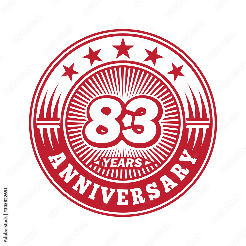 83 years logo. Eighty-three years anniversary celebration logo design. Vector and illustration. 83 years logo. Eighty-three years anniversary celebration logo design. Vector and illustration.