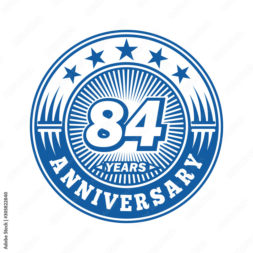 84 years logo. Eighty-four years anniversary celebration logo design. Vector and illustration.