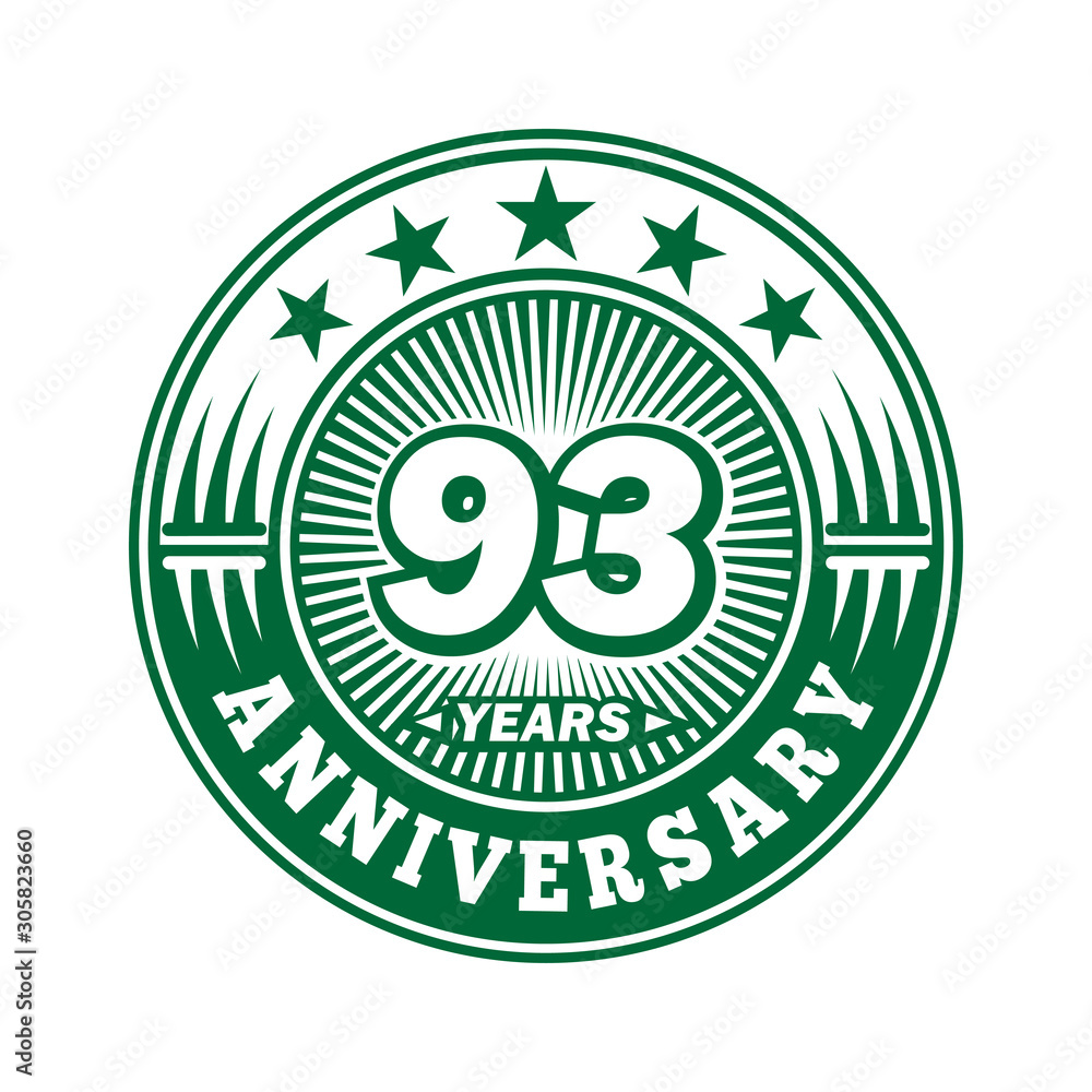 93 years logo. Ninety-three years anniversary celebration logo design. Vector and illustration. 93 years logo. Ninety-three years anniversary celebration logo design. Vector and illustration.