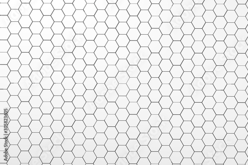 3d rendering of white geometric hexagonal abstract background. Pattern for texture of wallpapers. 