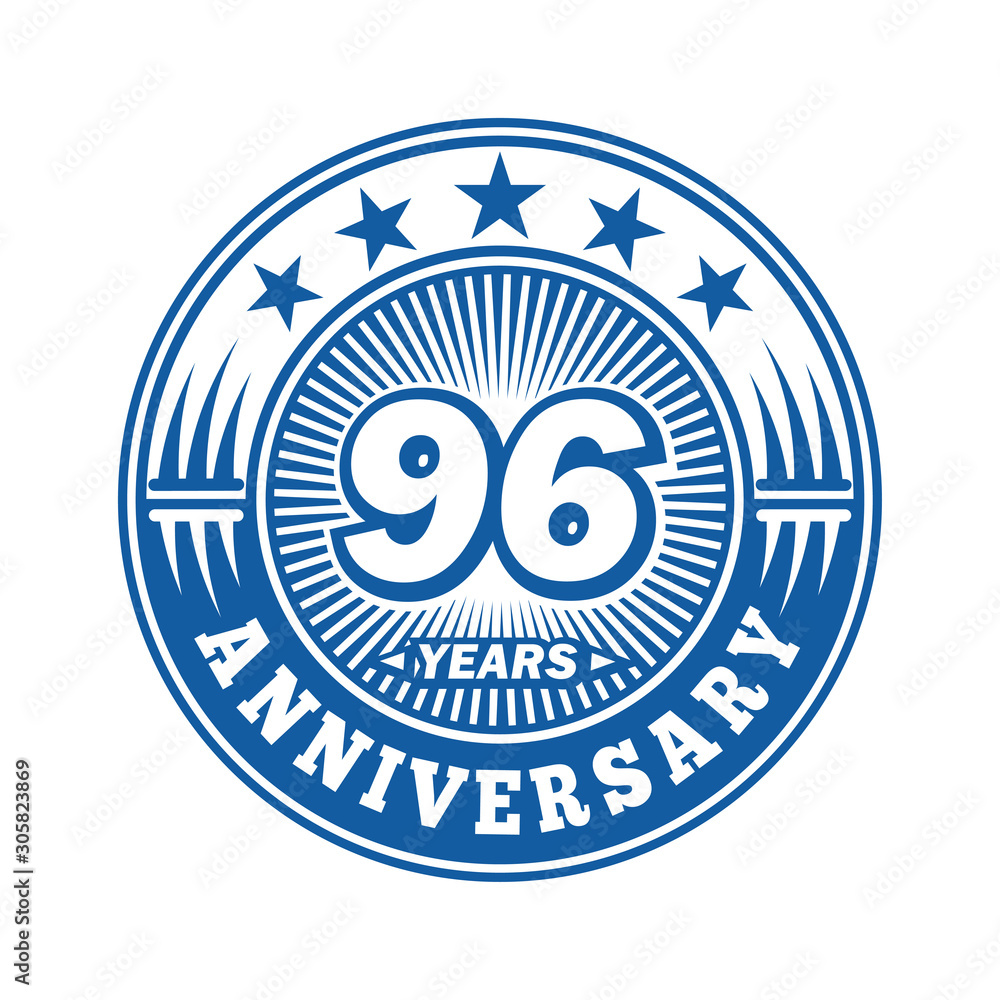 Fototapeta premium 96 years logo. Ninety-six years anniversary celebration logo design. Vector and illustration.