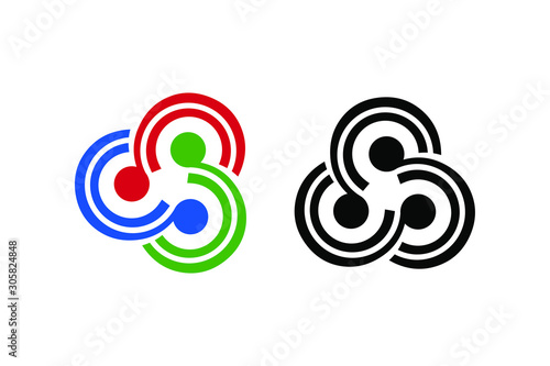 three circle connected with many color and one black color