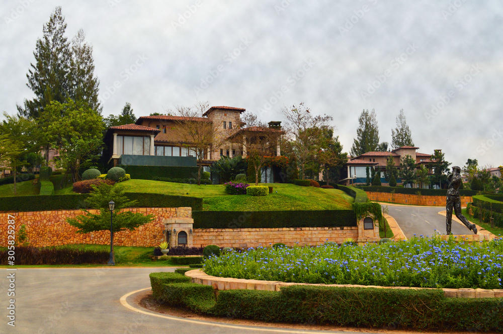 Luxurious houses on serene hill Luxurious houses on serene hill