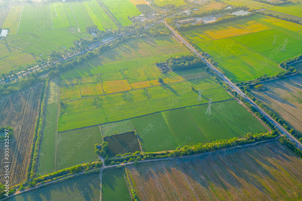Fototapeta premium Aerial landscape in Nakhon Sawan, Thailand. Khao Nor, Khao Kaew landmarks, famous tourist attractions of Nakhon Sawan Province Thailand