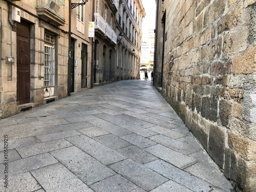 Oursense  Ourense   Spain - August 20 2018  View of the streets of the city center of Ourense in Galicia during a sunny day