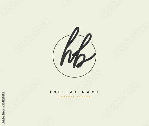 H B HB Beauty vector initial logo, handwriting logo of initial signature, wedding, fashion, jewerly, boutique, floral and botanical with creative template for any company or business.