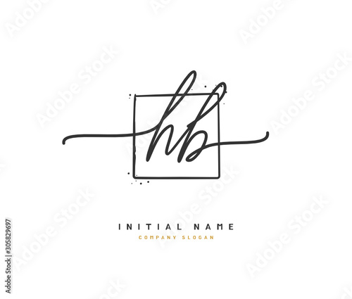 H B HB Beauty vector initial logo, handwriting logo of initial signature, wedding, fashion, jewerly, boutique, floral and botanical with creative template for any company or business.