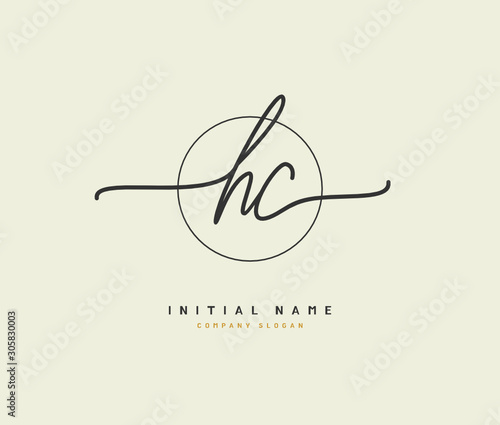 H C HC Beauty vector initial logo, handwriting logo of initial signature, wedding, fashion, jewerly, boutique, floral and botanical with creative template for any company or business.