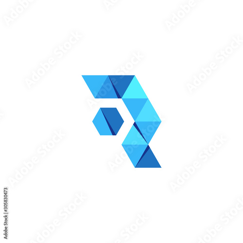 ui, apps, icon, app, internet, web, smart, creative, modern, identity, brand, company, badge, emblem, icom, technology, r, polygonal, hexagonal, poly, low, triangle, white, blue, letter, initial, symb