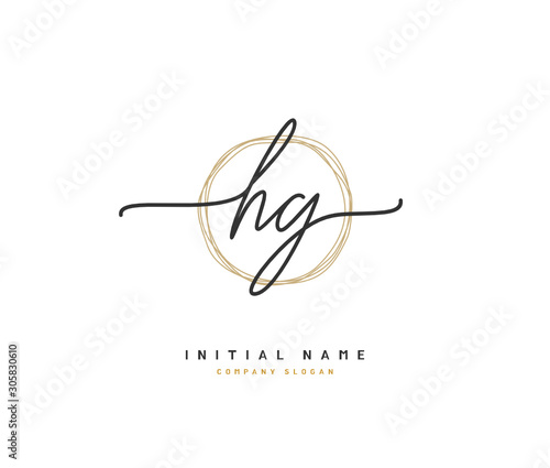 H G HG Beauty vector initial logo, handwriting logo of initial signature, wedding, fashion, jewerly, boutique, floral and botanical with creative template for any company or business.