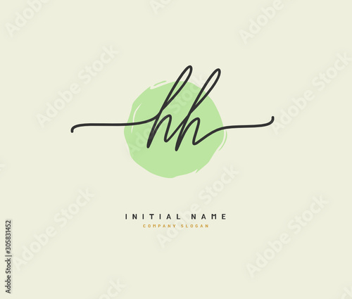 H HH Beauty vector initial logo, handwriting logo of initial signature, wedding, fashion, jewerly, boutique, floral and botanical with creative template for any company or business.