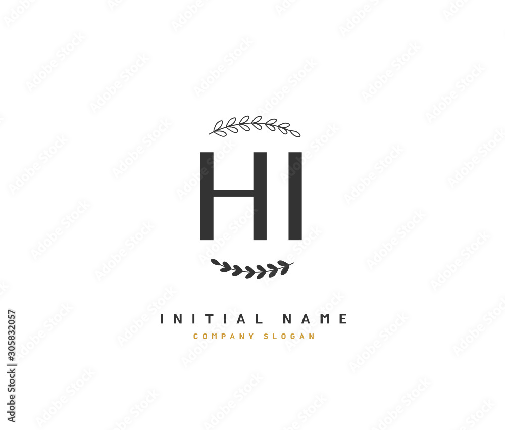 H I HI Beauty vector initial logo, handwriting logo of initial signature, wedding, fashion, jewerly, boutique, floral and botanical with creative template for any company or business. H I HI Beauty vector initial logo, handwriting logo of initial signature, wedding, fashion, jewerly, boutique, floral and botanical with creative template for any company or business.