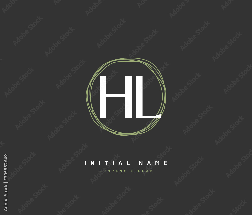 Obraz premium H L HL Beauty vector initial logo, handwriting logo of initial signature, wedding, fashion, jewerly, boutique, floral and botanical with creative template for any company or business.