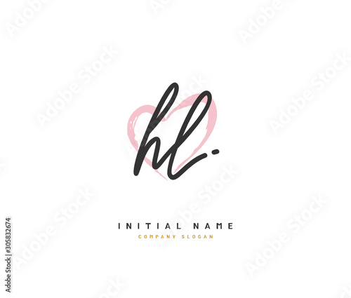 H L HL Beauty vector initial logo  handwriting logo of initial signature  wedding  fashion  jewerly  boutique  floral and botanical with creative template for any company or business.