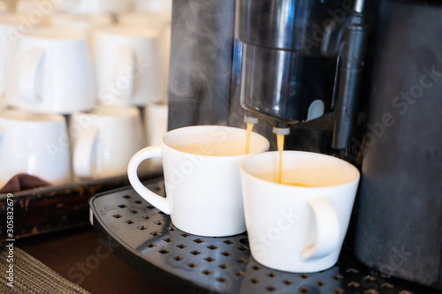 close up coffee machine in cafe