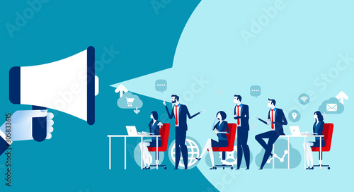 Social media marketing. Concept business market vector illustration, Megaphone, Digital business advertisign, Flat cartoon character style design
