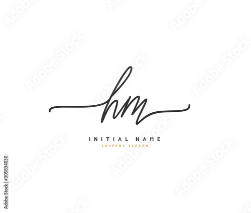 H M HM Beauty vector initial logo, handwriting logo of initial signature, wedding, fashion, jewerly, boutique, floral and botanical with creative template for any company or business.