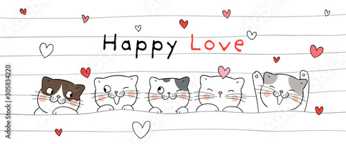 Draw banner cat for Valentine's day So funny.