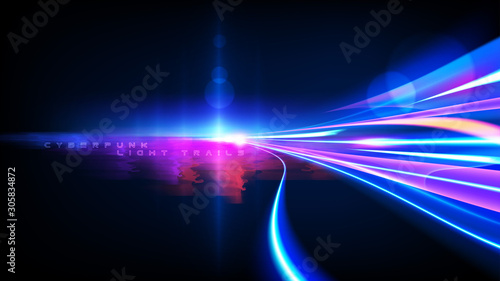 Cyberpunk Light Trails Effect in Vector